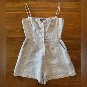 Reformation Blue and White Striped Linen Playsuit (Size 2)